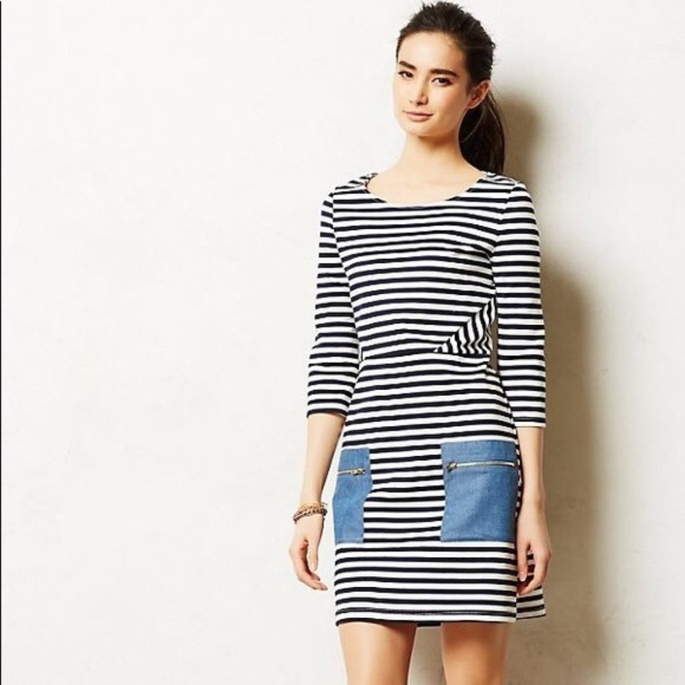 Anthropologie Tabitha Navy &‎ White Striped Dress